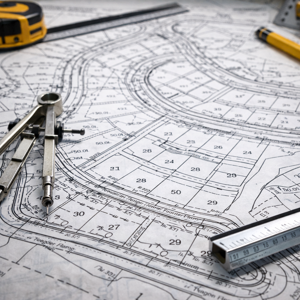 Land development blueprints and drafting tools
